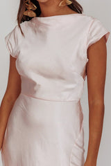Lucinda Twist Back Midi Dress Blush