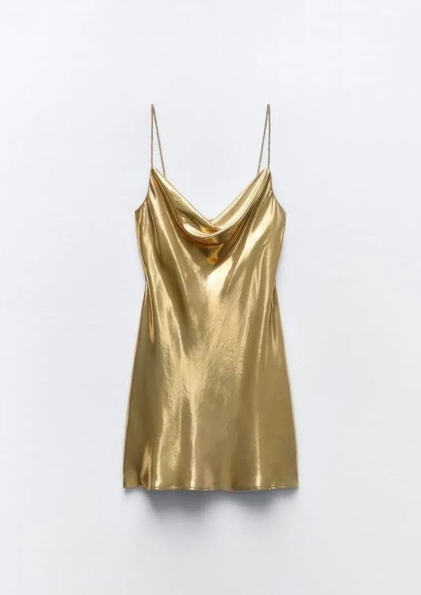 Gold Slip Mini Dress