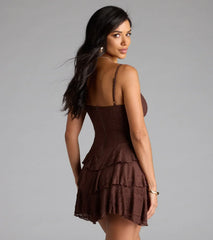 Like A Daydream Lace Ruffle Skater Dress