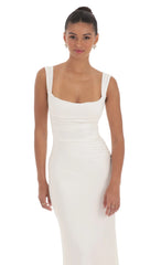 Back Sequin Butterfly Maxi Dress in White